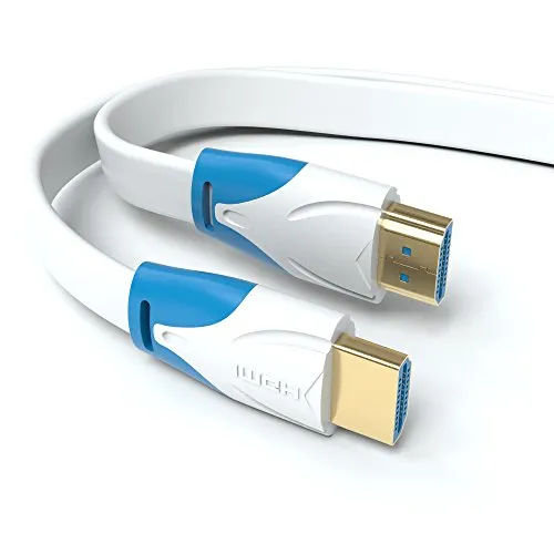 JAMEGA HDMI 2.0 HDMI-Kabel flach weiß 3m 4K@60Hz