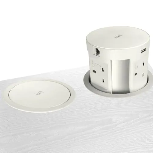 Kenable Pop-Up Tischsteckdose UK 4-fach mit USB Qi HDMI
