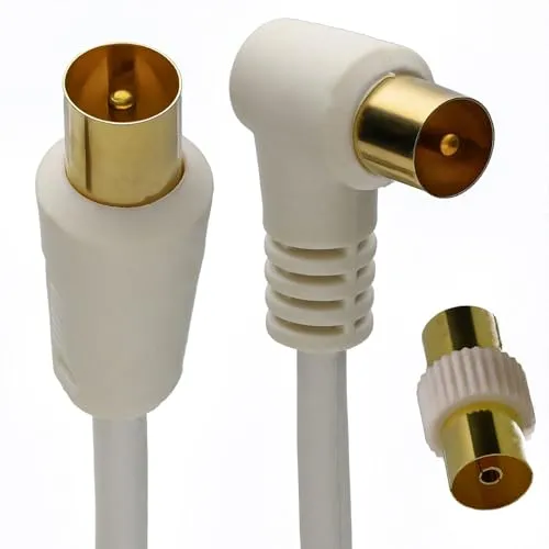 Kenable Antennenkabel Winkel 2m weiß mit Kupplung