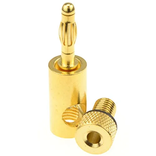Kenable Bananenstecker 4mm vergoldet schwarz Lautsprecher