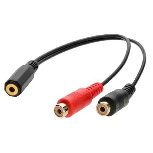 Kenable Klinke Cinch Adapter 3,5mm auf 2x RCA kurz