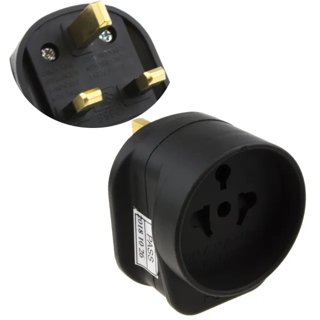 Kenable Reiseadapter EU USA auf UK 3-Pin 13A schwarz