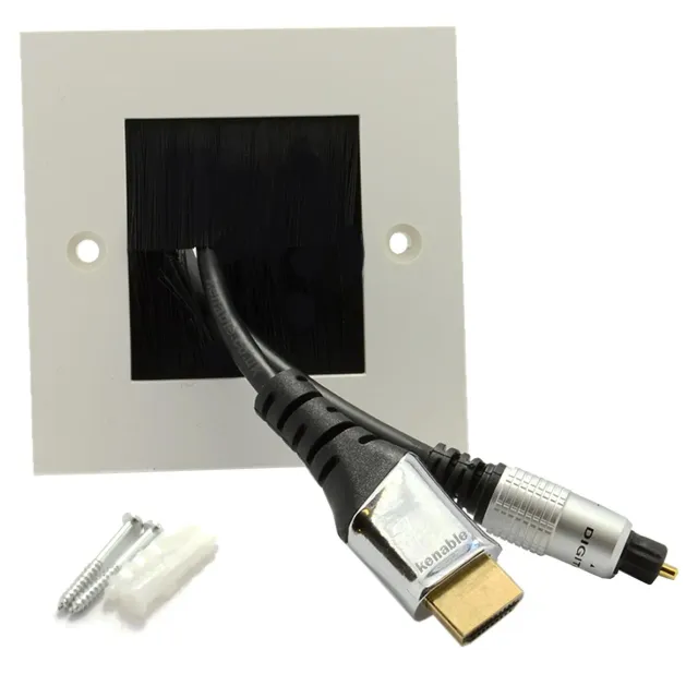 Kenable Bürsten Wanddose Kabeldurchführung 84mm weiß single