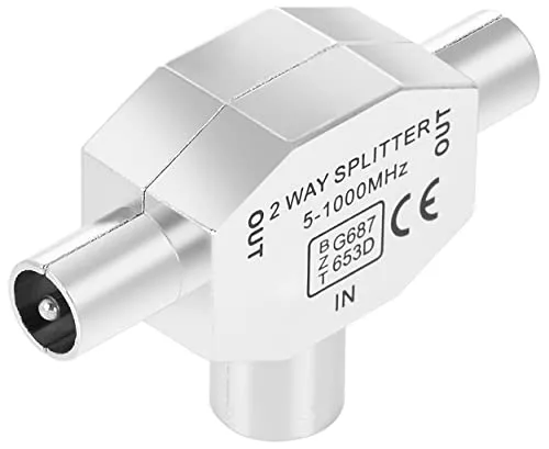Poppstar T-Stück Antennenverteiler 2-fach Silber IEC