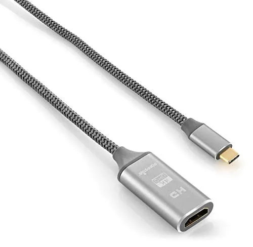 Poppstar USB-C auf HDMI 2.0 Adapterkabel 20 cm grau