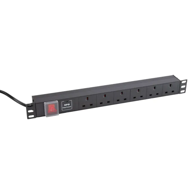 Kenable 6-fach Horizontal-Steckdosenleiste 19 Zoll 3 m Surge