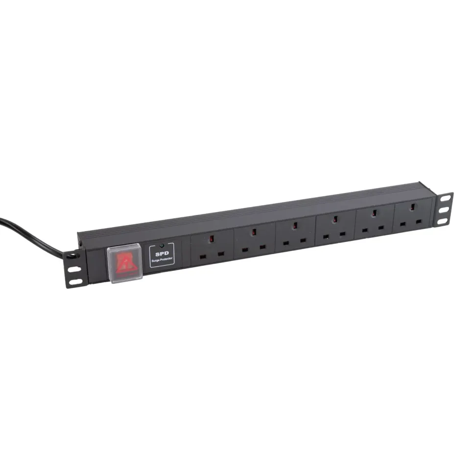 Kenable 6-fach Horizontal-Steckdosenleiste 19 Zoll 3 m Surge
