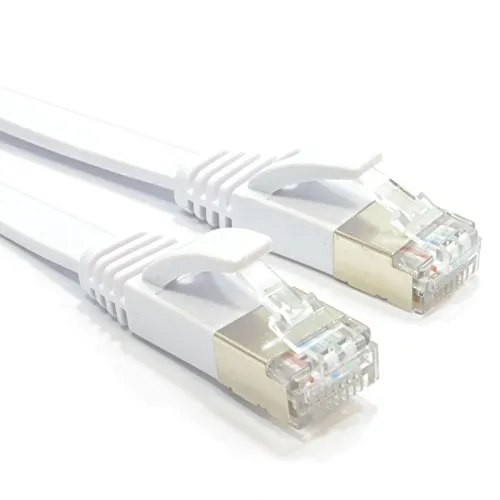 Kenable CAT6A Flach Netzwerkkabel 2m Weiß 10Gbit