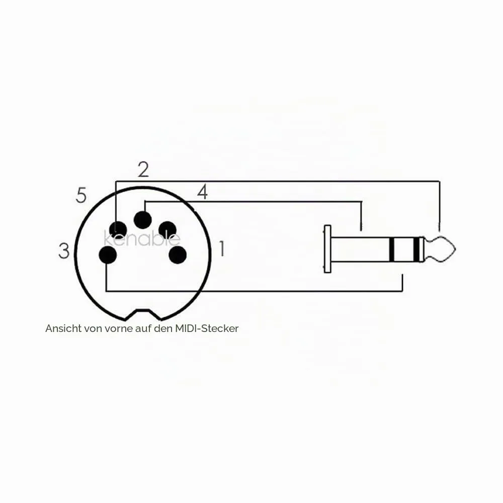 Kenable 5-Pin-DIN auf 3,5mm Klinke Audiokabel 3m Schwarz Stereo