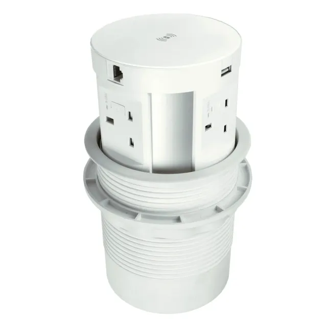Kenable Pop-Up Tischsteckdose UK 4-fach mit USB Qi HDMI