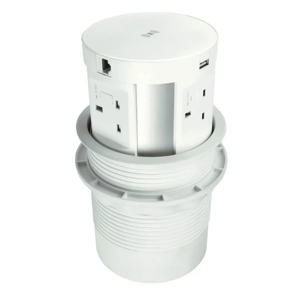 Kenable Pop-Up Tischsteckdose UK 4-fach mit USB Qi HDMI