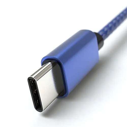 JAMEGA USB C auf USB-A Kabel 1 m blau Nylon
