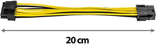 Poppstar 8-Pin auf 8+4-Pin CPU-Verlängerungskabel 20cm ATX