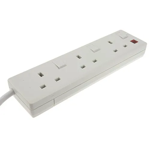Kenable 3-Wege Verlängerungskabel UK-Stecker 2m weiß