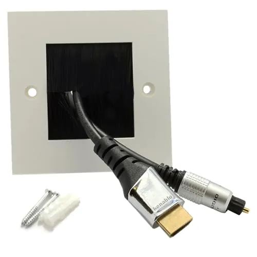 Kenable Bürsten Wanddose Kabeldurchführung 84mm weiß single