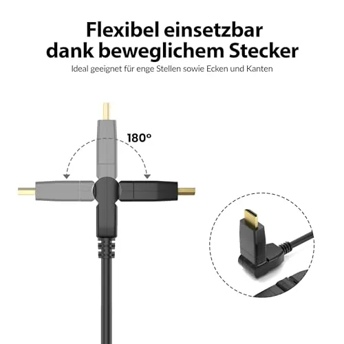JAMEGA Winkelbar 2.0 HDMI-Kabel 5m 4K 60Hz