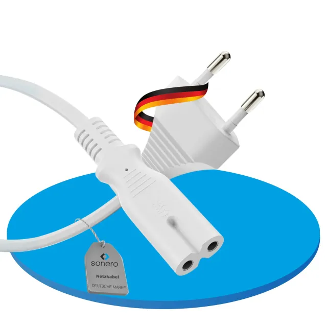 Sonero Euro-Netzkabel C7 weiß 1,5m 2-polig