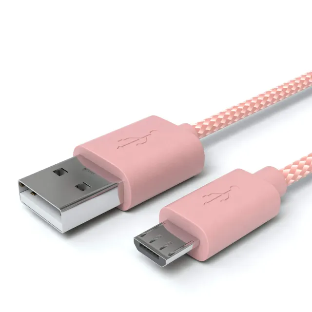JAMEGA Micro USB Kabel 1m Nylon Rosegold 2,4A