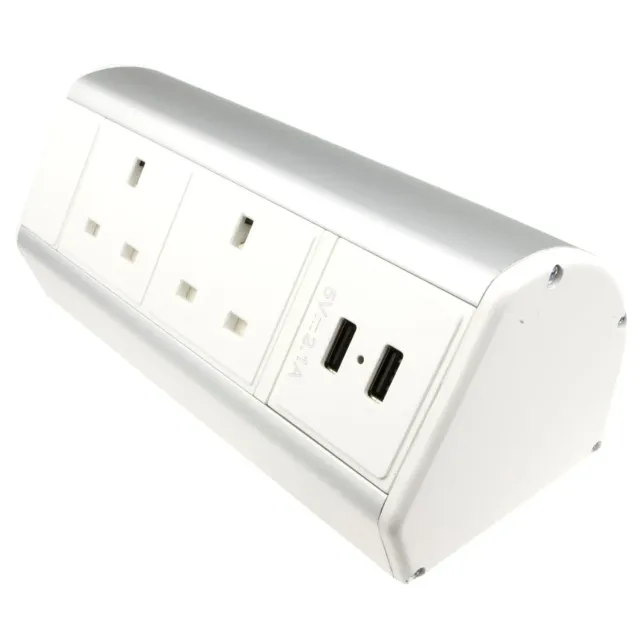 Kenable Tisch-PDU 2x UK + 2x USB Steckdosenleiste Weiß