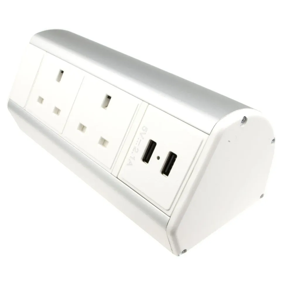 Kenable Tisch-PDU 2x UK + 2x USB Steckdosenleiste Weiß