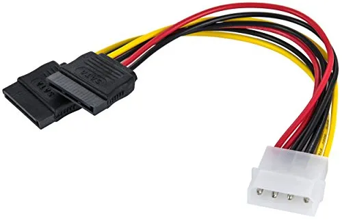 Poppstar Molex auf 2x SATA Y-Stromkabel 0,1m