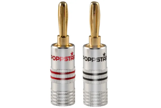Poppstar Bananenstecker High End 24k 2er rot schwarz 6mm²