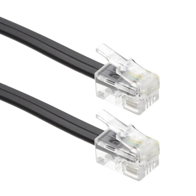 Kenable RJ10 4P4C Telefonkabel Flach Schwarz 2 m