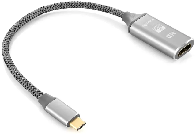 Poppstar USB-C auf HDMI 2.0 Adapterkabel 20 cm grau