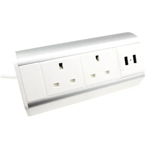 Kenable Tisch-PDU 2x UK + 2x USB Steckdosenleiste Weiß