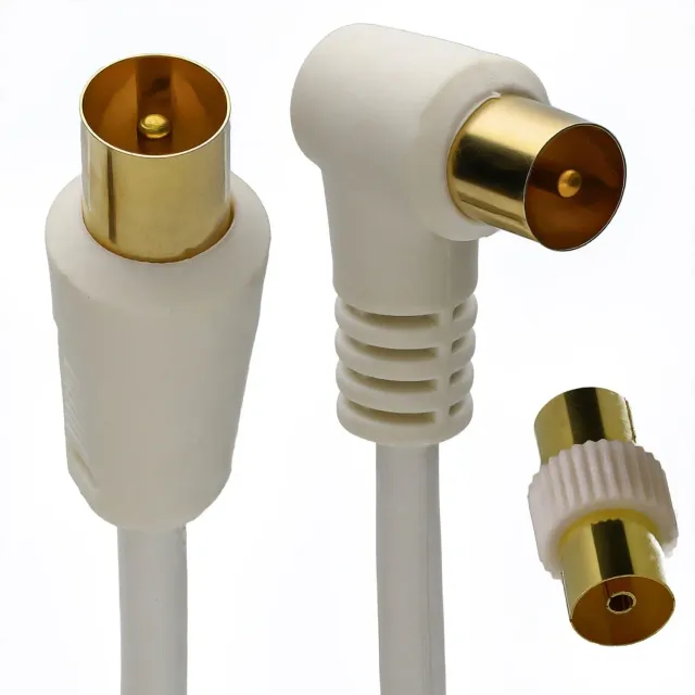 Kenable Antennenkabel Winkel 2m weiß mit Kupplung