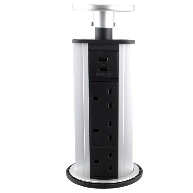 Kenable Versenkbare Einbausteckdose 3-fach UK + 2x USB