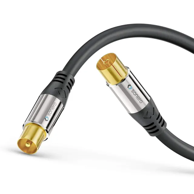 Sonero Antennenkabel SAT Koaxialkabel 3 m schwarz 2fach