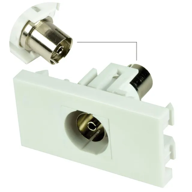 Kenable RF TV Antennenmodul Keystone weiß koaxial