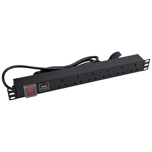 Kenable 6-fach Horizontal-Steckdosenleiste 19 Zoll 3 m Surge