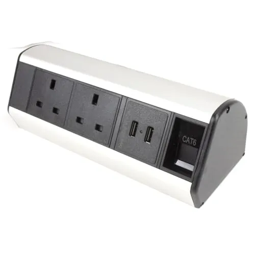 Kenable PDU Einbau-Steckdose 2x UK USB RJ45 Tisch schwarz