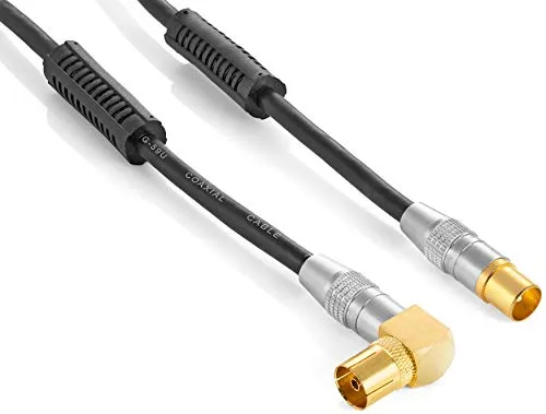 Poppstar Antennenkabel 2m schwarz 90° gewinkelt HD