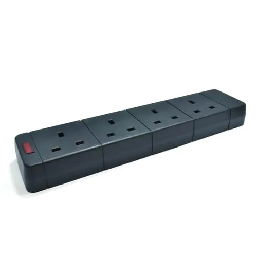 Kenable 4-fach UK Steckdosenleiste Neon Schwarz