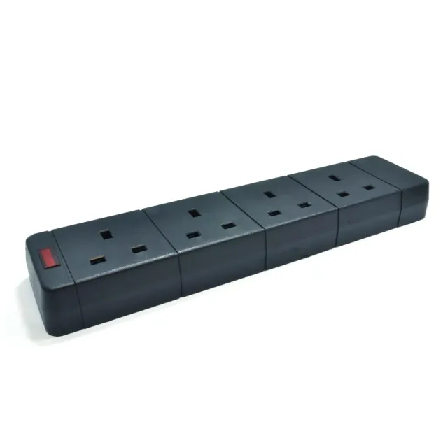 Kenable 4-fach UK Steckdosenleiste Neon Schwarz