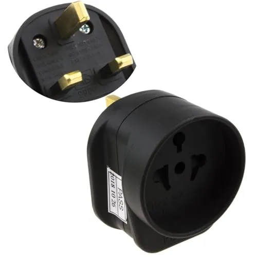Kenable Reiseadapter EU USA auf UK 3-Pin 13A schwarz