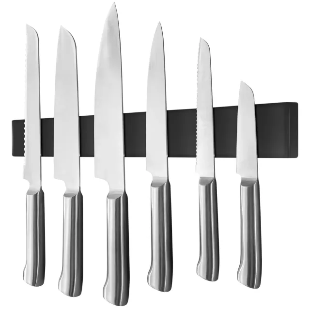 Poppstar Messer Magnetleiste Edelstahl 40 cm Schwarz