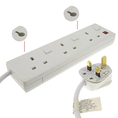 Kenable 3-Wege Verlängerungskabel UK-Stecker 2m weiß