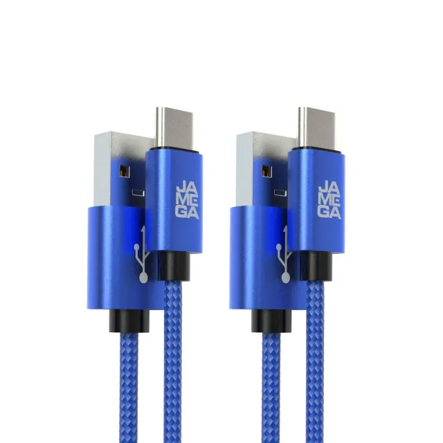 JAMEGA USB-C Ladekabel blau 2x 2 m Nylon 3A