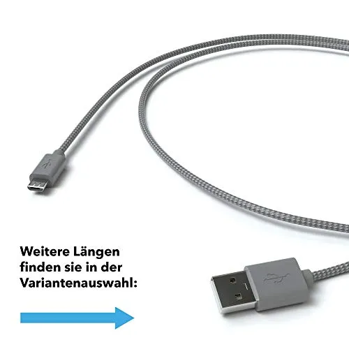 JAMEGA Micro USB Kabel 1m Nylon Space Grau 2,4A