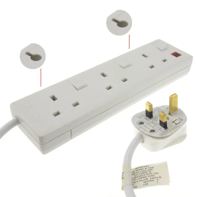 Kenable 3-Wege Verlängerungskabel UK-Stecker 2m weiß