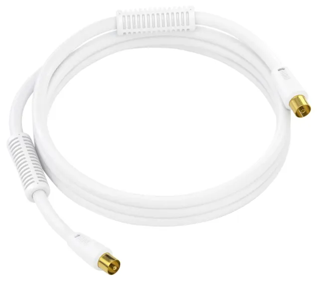 Sonero Antennenkabel SAT Kabel Koax 1m weiß 4fach geschirmt