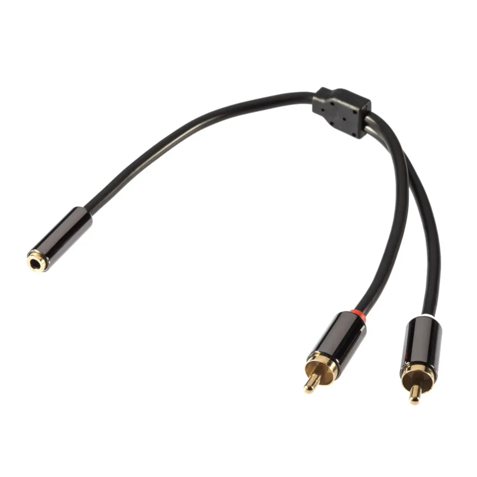 Poppstar Premium 3,5mm auf 2x Cinch Adapterkabel 23cm