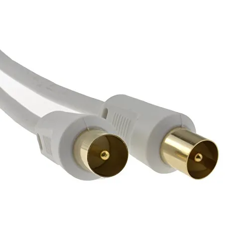 kenable Antennenkabel IEC Stecker-Stecker 5 m weiß Kupplung