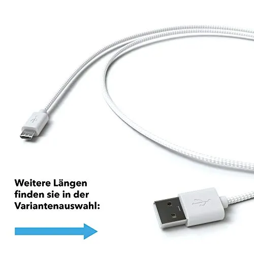 JAMEGA Micro USB Kabel 1m Nylon Ladekabel weiß 2,4A
