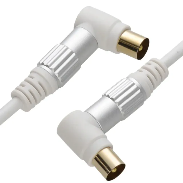 Kenable RF Antennenkabel 90° gewinkelt 1m weiß Gold