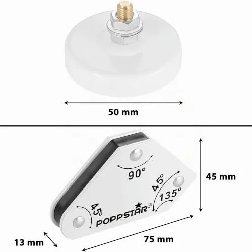 Poppstar Mini Magnet-Schweißwinkel Set 6-teilig magnetisch